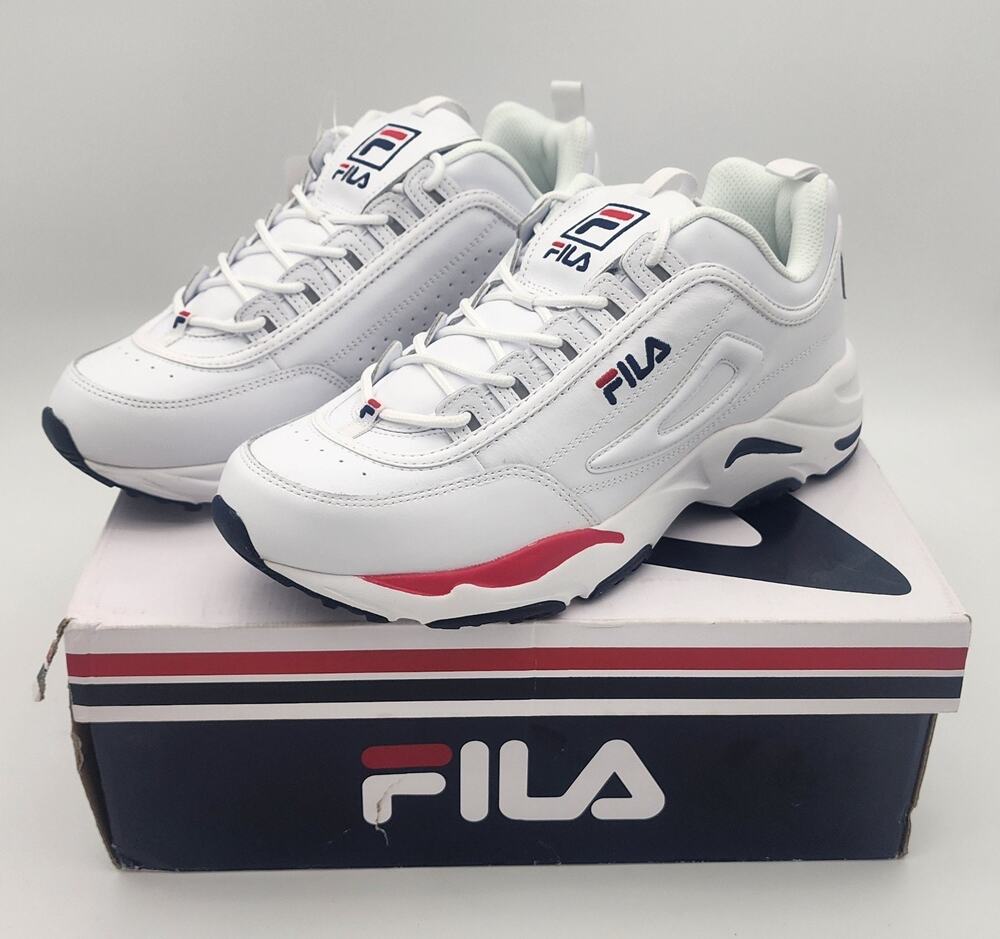 Fila Men's Ray Tracer Sneaker Shoes 1RM00661-125 White/Navy/Red Size US 11